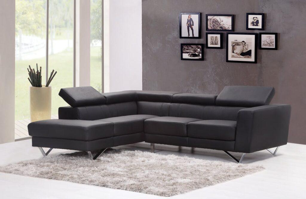 Large black leather couch