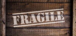 Fragile label on the crate