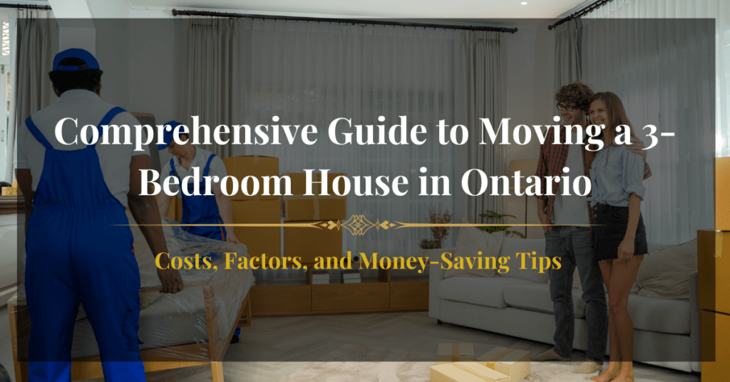 A team of professional movers in Toronto carefully assembling furniture in a new home while a smiling couple looks on, expressing satisfaction and happiness with the service.